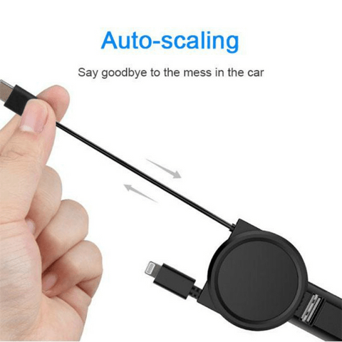 0 main 4in1 car folding retractable usb charger fast charging qc phone charger adapter for iphone 12 11 pro max 6 8 xiaomi redmi