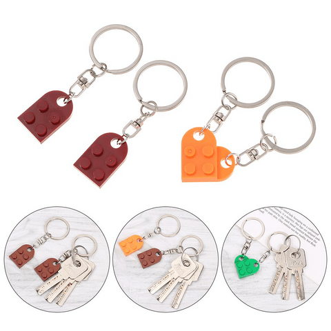 1 main 1pair cute love heart brick keychain couples keychain best friendship for women men separable key ring jewelry