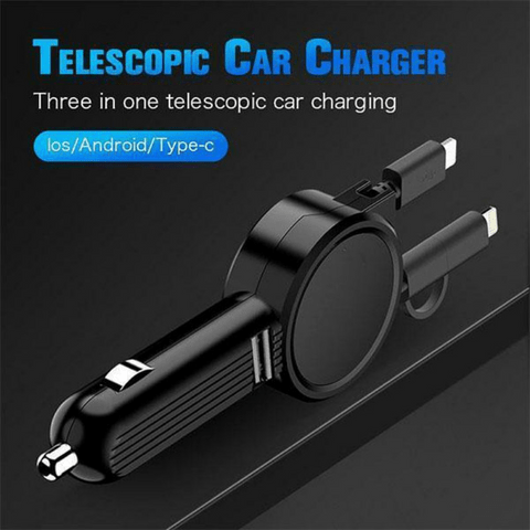 1 main 4in1 car folding retractable usb charger fast charging qc phone charger adapter for iphone 12 11 pro max 6 8 xiaomi redmi