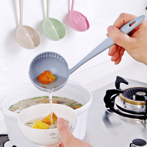 1 main new soup spoon long handle kitchen strainer solid cooking colander kitchen scoop plastic tableware colander kitchen