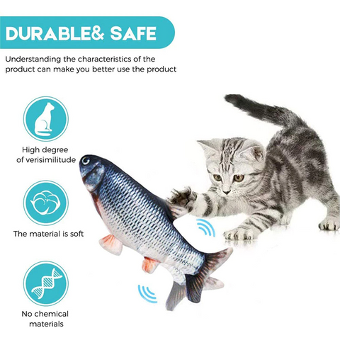 2 main floppy fish cat toy moving fish toy for cats interactive flopping cat kicker fish toy dancing wiggle fish catnip