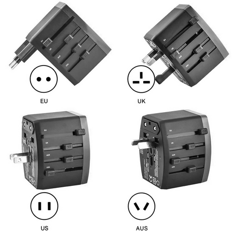 2 main international plug adapter international power converter portable wall charger socket with 4 ports all in one power