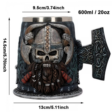 3 main vikings warrior style stainless steel danegeld tankard mug medieval pirate large double layer drinking beer cup vintage
