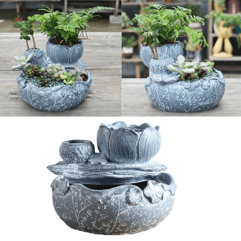 4 main resin imitation lotus flower pot planter small pot home tabletop decoration gardening plants flowerpot landscape
