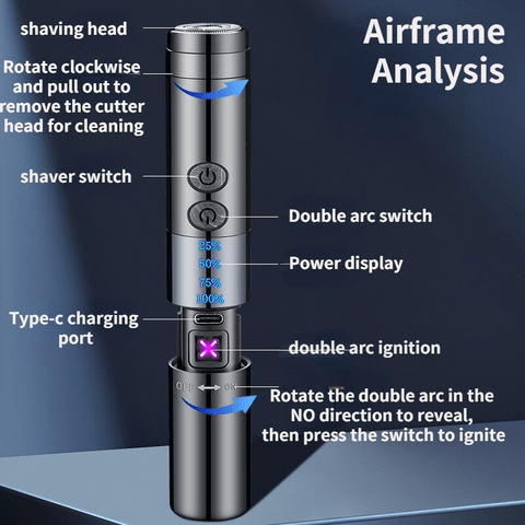 5 main new rechargeable lighter with razor metal double arc compact portable personality creative lighters travel essential men