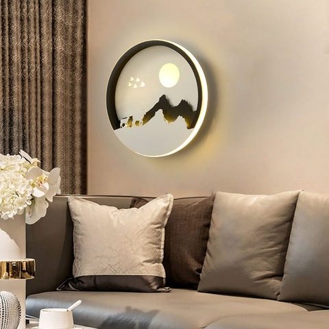hot selling led wall lamp indoor black and white wall lamp simple art mural indoor