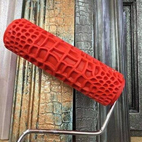 img 0 7 inch embossed crocodile skin painting roller with handle for wall decoration jpg