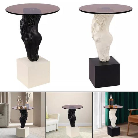 img 2 animal sculpture end table glass top horse resin statue figurines side table coffee round table furniture jpg