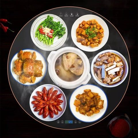 img 2 xy n350c r 60cm meal insulation board household intelligent hot chopping board round multi function warming jpg