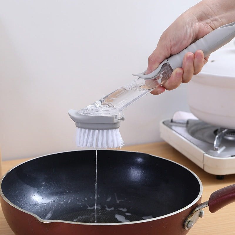 kitchen long handle cleaning brush automatic liquid dispenser dishwashing sponge cleaning brush scrubber kitchen cleaning tools 7