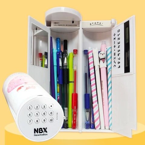 mainimage1nbx coded lock password pencil case rabbit cat pen holder large capacity stationery box home