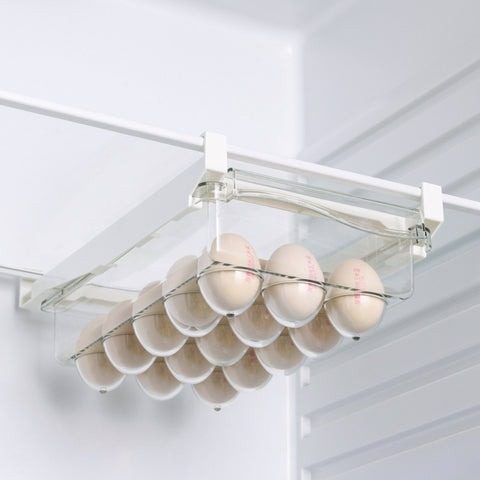 plastic clear fridge organizer slide under shelf drawer box rack holder refrigerator drawer kitchen fruit