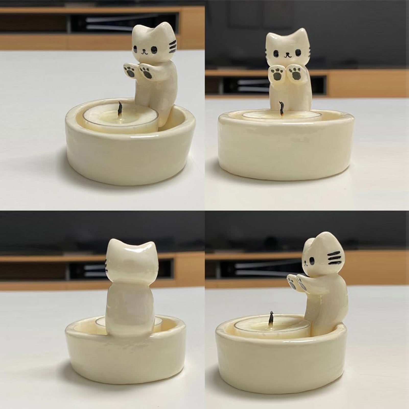 warm cat candle holder