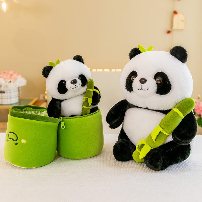 cuddly panda bamboo hideaway plush toy