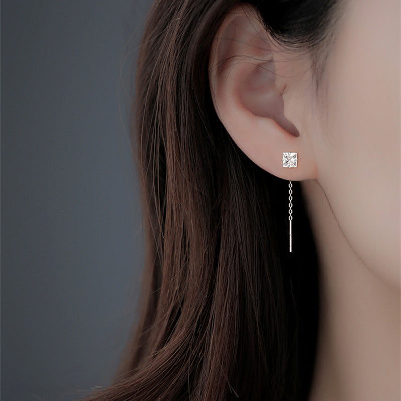 elegant slim geometric chain earrings