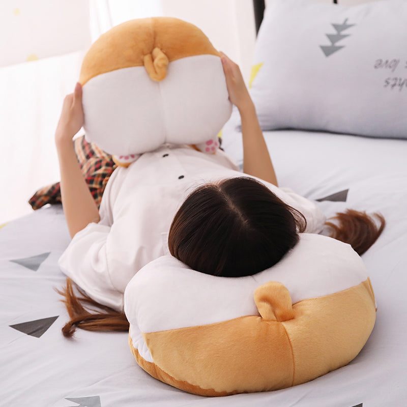 fluffy dog butt plush pillow