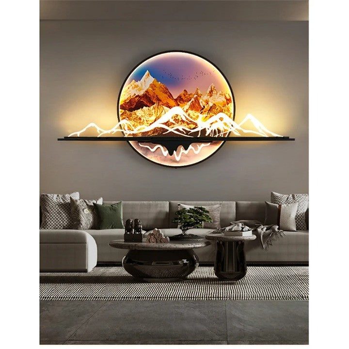 mountain sunset scene led wall lamp