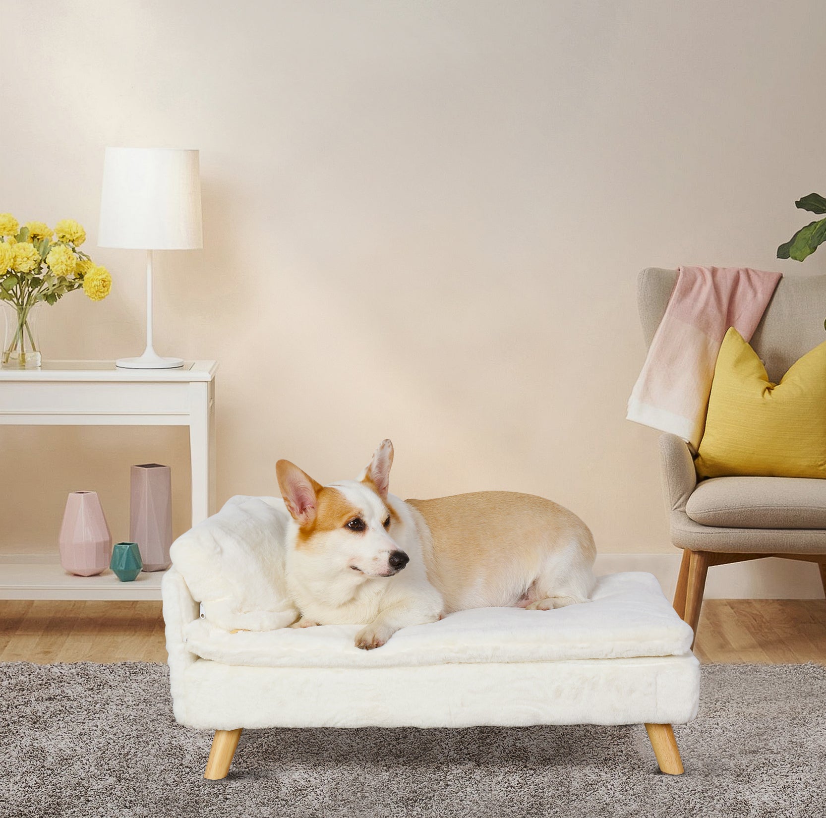 premium soft upholstered pet lounger