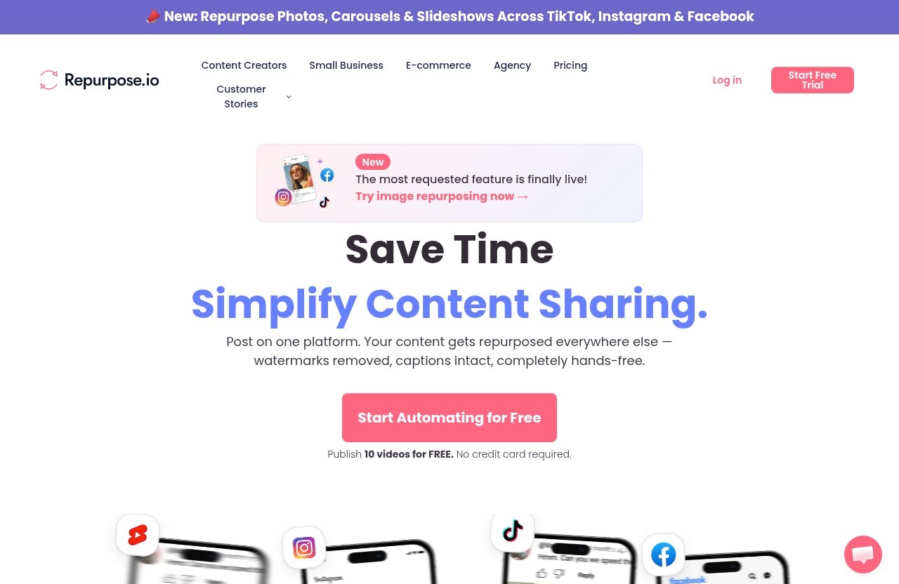 Repurpose official website - repurpose.io vs zapier