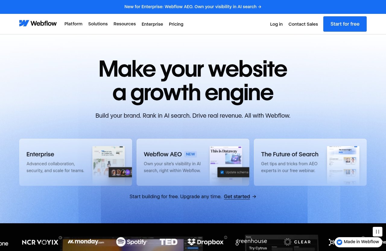 Webflow official website - webflow review