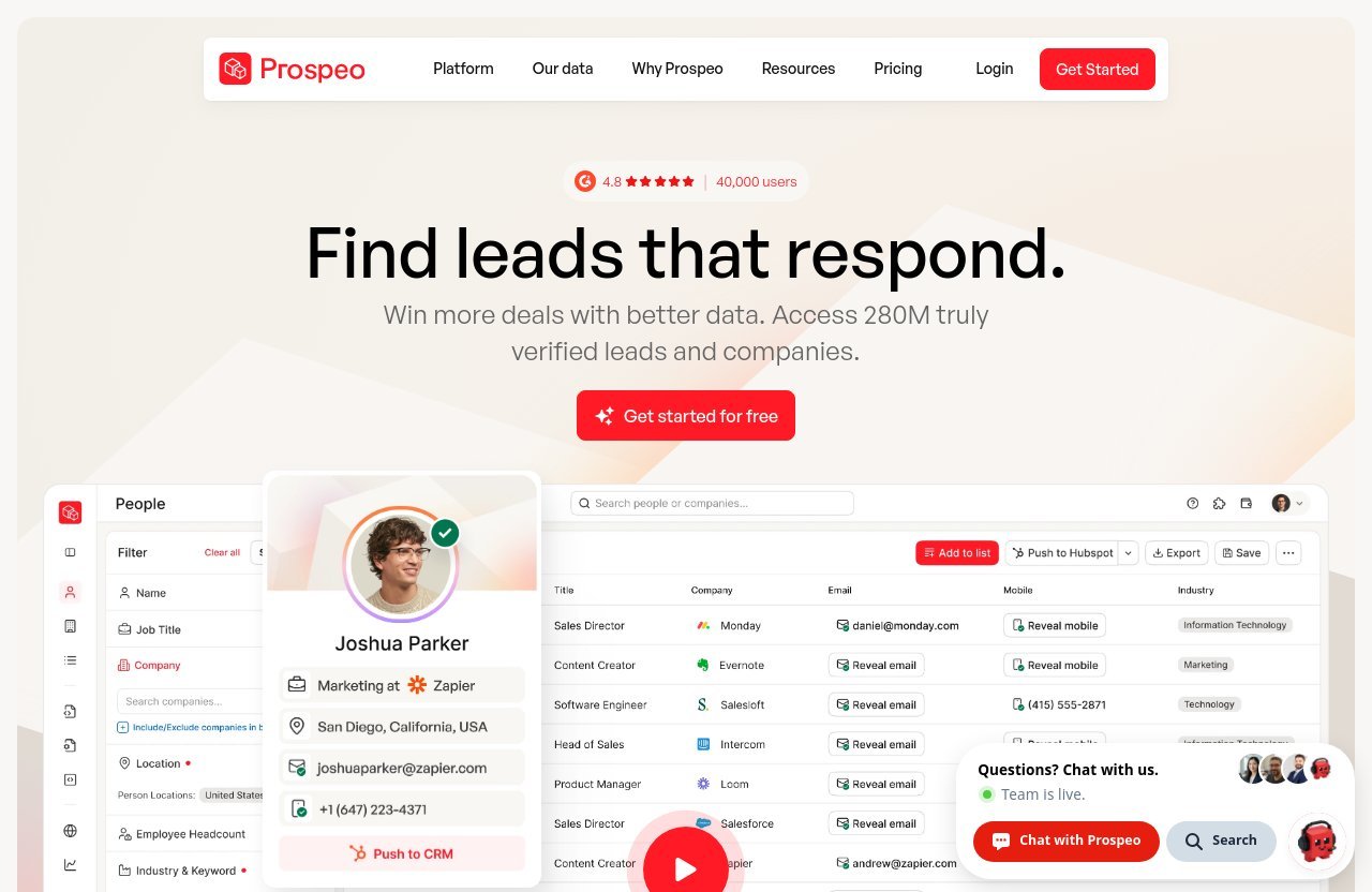 Prospeo official website - prospeo review