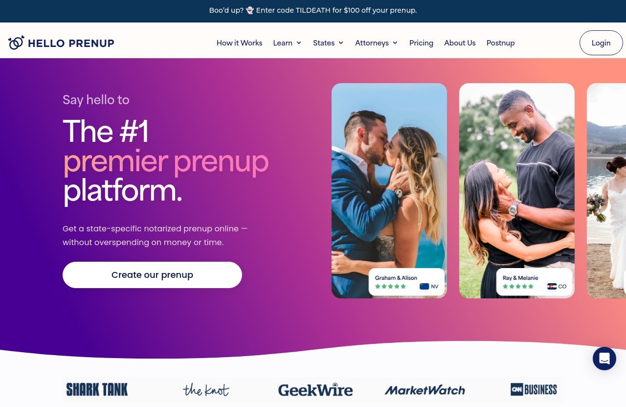 Helloprenup official website - helloprenup review