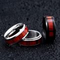 Titanium Stainless High Polished Red Woodiness Rings