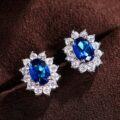 Eastern Aura Oval Blue Gem Earring