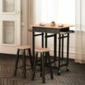 Wood Kitchen Island Table with 2 Stools