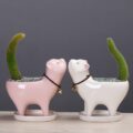 Rising Cat Ceramic Flower Pot