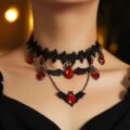 Red Bat Halloween Necklace