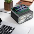 Wireless Dijital Alarm Clock Phone Charger Speaker