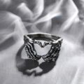Retro Skull Heart Ring