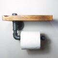 Wooden Urban Industrial Wall Mount Holder with Roller