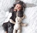 Warm Bunny Ear Rompers Winter Infant Rabbit Style Jumpsuit