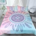 3pcs Mandala Pink and Blue Comfortable Duvet Cover Bedding Set