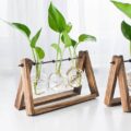 Decorative Wooden Vase With Wooden Tray