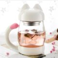 Cute Cat Glass Mug With Tea Filter