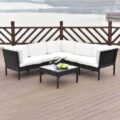 6 PCS Sofa Cushioned Garden Corner Couch Sofa Table Set