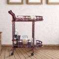 Wooden Kitchen Serving Bar Cart with 2 Tier