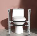 Adjustable Height Toilet Elderly Care Comfort Safety Rails
