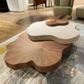 Artistic Bohemian Nature-Inspired Wooden Coffee Table