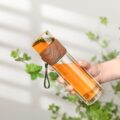 2in1 Double Wall Thermal Smart Tea Glass Bottle