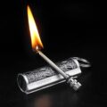 Leather Keychain Metal Match Inferno Lighter